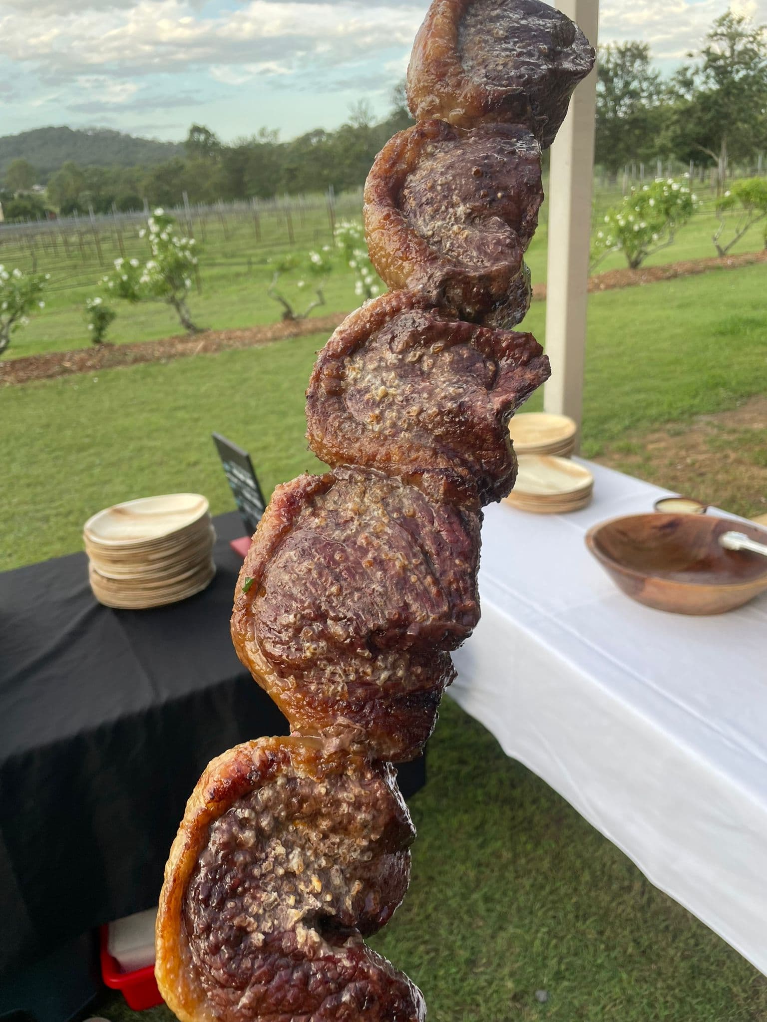 King's BBQ Brazilian barbecue grill in action